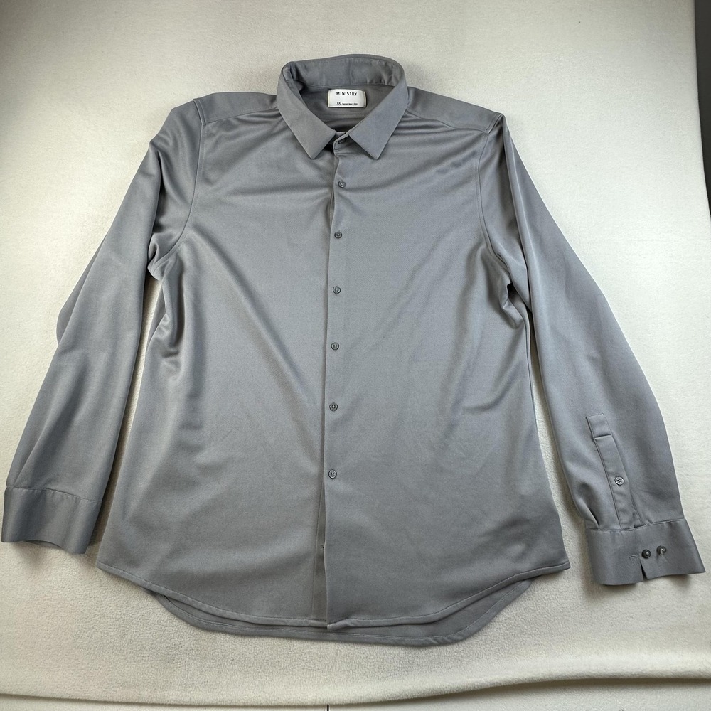 Ministry of Supply Shirt Mens 2XL Gray Apollo Long Sleeve Performance Dress